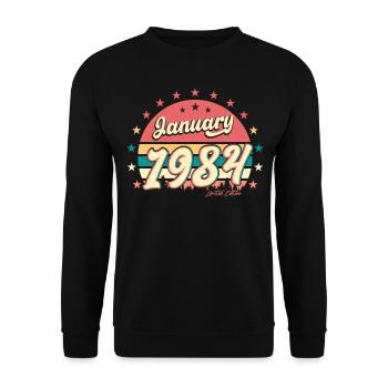 Born January 1984 Limited - Unisex Sweatshirt - black - Front - Alina (178cm) & Michal (187cm)