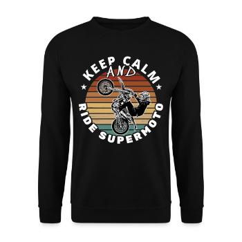 Supermoto / Supermotard / Supermoto Wheelie - Unisex Sweatshirt - black - Front - Alina (178cm) & Michal (187cm)