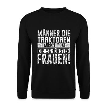 Männer die traktoren fahren - Unisex Pullover - Schwarz - Vorne - Alina (178cm) & Michal (187cm)