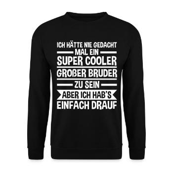 Cooler großer Bruder - Unisex Pullover - Schwarz - Vorne - Alina (178cm) & Michal (187cm)