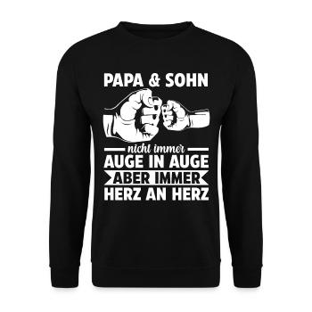 Papa und Sohn - Unisex Pullover - Schwarz - Vorne - Alina (178cm) & Michal (187cm)