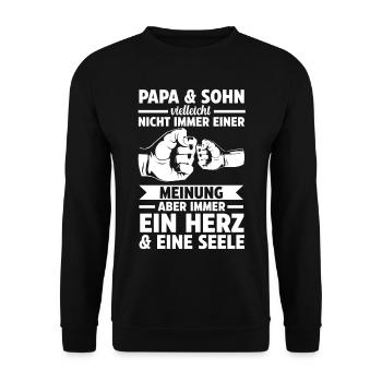 Papa und Sohn - Unisex Pullover - Schwarz - Vorne - Alina (178cm) & Michal (187cm)