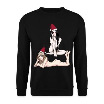 Sexy Christmas nackte Elfe Vampir Mädchen Fantasy - Unisex Pullover - Schwarz - Vorne - Alina (178cm) & Michal (187cm)