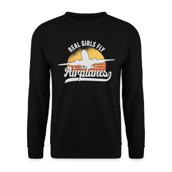 Pilote d’avion propulsé Flyer disant Hobby Pilot Woman - Sweat-shirt Unisexe - noir - Devant - Alina (178cm) & Michal (187cm)