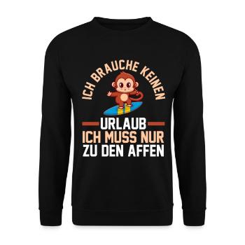 Urlaub Affe Affen - Unisex Pullover - Schwarz - Vorne - Alina (178cm) & Michal (187cm)