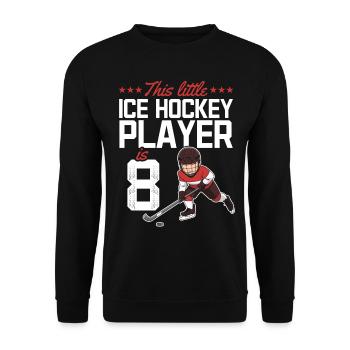 Ce petit joueur de hockey sur glace a 8 ans - Sweat-shirt Unisexe - noir - Devant - Alina (178cm) & Michal (187cm)