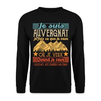 Drôle Auvergne Auvergnat Femme Mari Auvergnat - Sweat-shirt Unisexe - noir - Devant - Alina (178cm) & Michal (187cm)