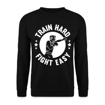 Train Hard Fight Easy Boxen - Unisex Pullover - Schwarz - Vorne - Alina (178cm) & Michal (187cm)