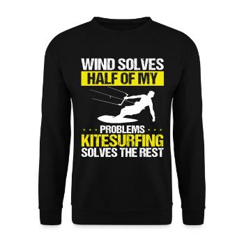 Kiteboarding Kitesurfer Kiteboarder Wind - Unisex Sweatshirt - black - Front - Alina (178cm) & Michal (187cm)