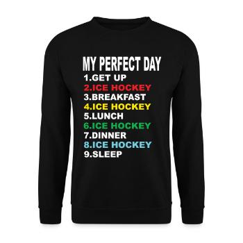 Mein Perfekter Tag Eishockey - Unisex Pullover - Schwarz - Vorne - Alina (178cm) & Michal (187cm)