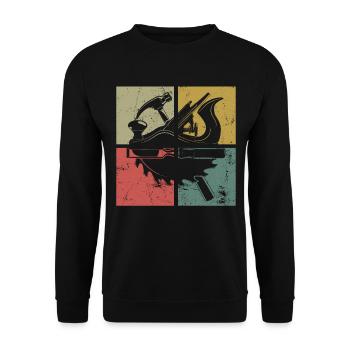 Menuisier Outils de menuiserie Vintage - Sweat-shirt Unisexe - noir - Devant - Alina (178cm) & Michal (187cm)