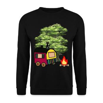 Hippie Construction Trailer Nature Wilderness Cat Cottage House - Sweat-shirt Unisexe - noir - Devant - Alina (178cm) & Michal (187cm)