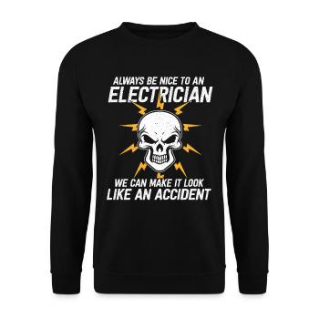 Electrician Skull Always Be Nice - Unisex Sweatshirt - black - Front - Alina (178cm) & Michal (187cm)