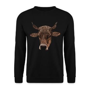 Cow Farmer Cow Motif Animal Motif - Sweat-shirt Unisexe - noir - Devant - Alina (178cm) & Michal (187cm)