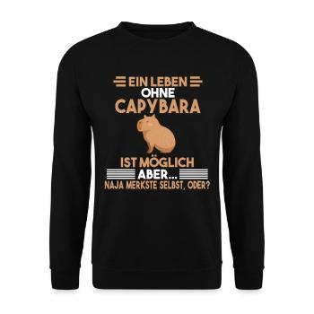 Ein Leben ohne Capybara - Unisex Pullover - Schwarz - Vorne - Alina (178cm) & Michal (187cm)