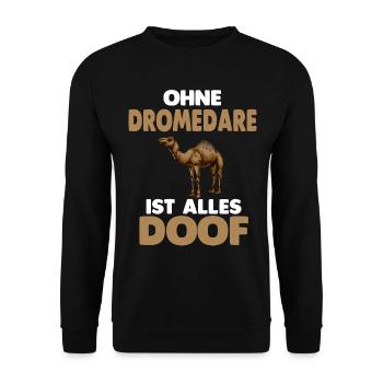 Dromedar - Unisex Pullover - Schwarz - Vorne - Alina (178cm) & Michal (187cm)