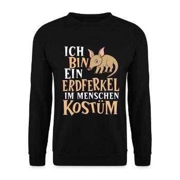 Erdferkel im Menschen Kostüm - Unisex Pullover - Schwarz - Vorne - Alina (178cm) & Michal (187cm)