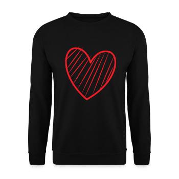 Cœur rouge avec rayures - Sweat-shirt Unisexe - noir - Devant - Alina (178cm) & Michal (187cm)