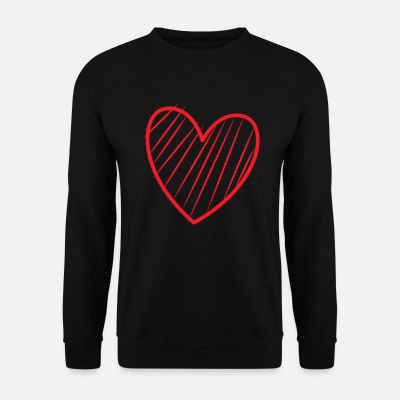 Cœur rouge avec rayures - Sweat-shirt Unisexe - noir