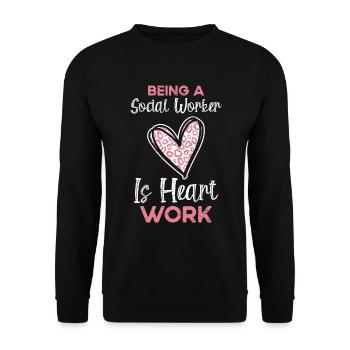 Sozialarbeiterin zu sein ist Herzarbeit für einen Sozialarbeiter - Unisex Pullover - Schwarz - Vorne - Alina (178cm) & Michal (187cm)