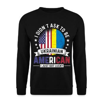 Drapeaux ukrainiens américains Fierté Ukraine Drapeau - Sweat-shirt Unisexe - noir - Devant - Alina (178cm) & Michal (187cm)