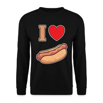 Ich Liebe Bockwurst mit Senf - Unisex Pullover - Schwarz - Vorne - Alina (178cm) & Michal (187cm)