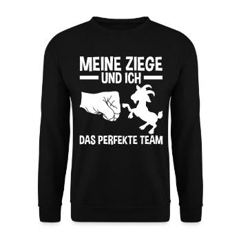 Landwirt Bauer Ziege Ziegen - Unisex Pullover - Schwarz - Vorne - Alina (178cm) & Michal (187cm)