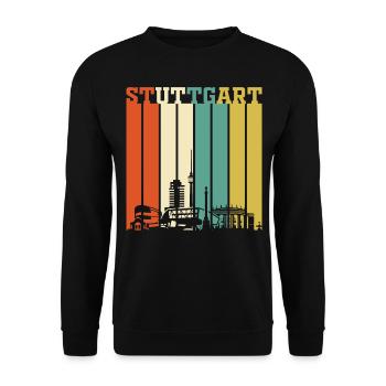 Stuttgart | Stuttgart Geschenk Skyline - Unisex Pullover - Schwarz - Vorne - Alina (178cm) & Michal (187cm)