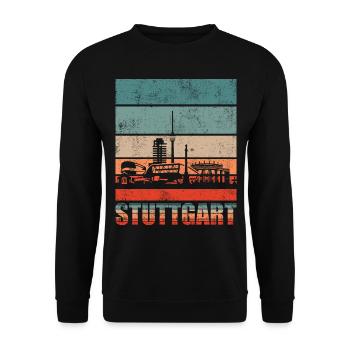 Stuttgart Skyline Geschenkidee - Unisex Pullover - Schwarz - Vorne - Alina (178cm) & Michal (187cm)