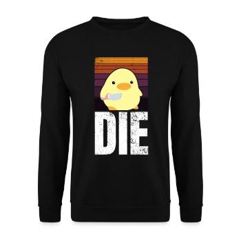 LE Canard Die Die avec Couteau Canard Avec Couteau Mème - Sweat-shirt Unisexe - noir - Devant - Alina (178cm) & Michal (187cm)
