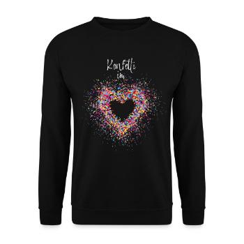 Konfetti im Herzen Karneval Konfetti - Unisex Pullover - Schwarz - Vorne - Alina (178cm) & Michal (187cm)