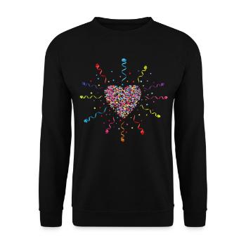 Konfetti im Herzen Fasching Karneval - Unisex Pullover - Schwarz - Vorne - Alina (178cm) & Michal (187cm)