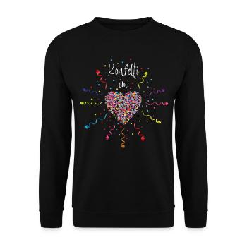 Konfetti im Herzen Karneval Kostüm - Unisex Pullover - Schwarz - Vorne - Alina (178cm) & Michal (187cm)