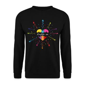 Konfetti im Herzen Karneval Konfetti - Unisex Pullover - Schwarz - Vorne - Alina (178cm) & Michal (187cm)