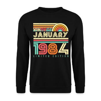 Born January 1984 Vintage - Unisex Sweatshirt - black - Front - Alina (178cm) & Michal (187cm)