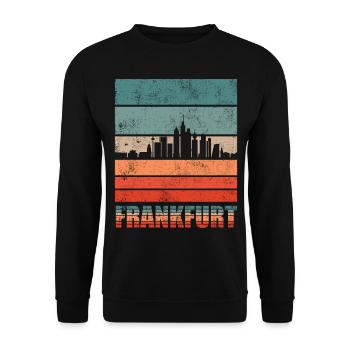 Frankfurt Skyline | Frankfurt Vintage Geschenk - Unisex Pullover - Schwarz - Vorne - Alina (178cm) & Michal (187cm)