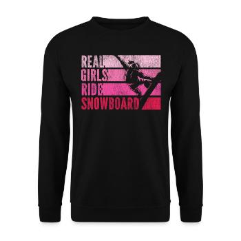 Snowboarding Snowboard Vintage - Unisex Pullover - Schwarz - Vorne - Alina (178cm) & Michal (187cm)