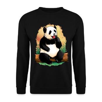 Cute Animals Panda Bear Animal Motif Gift Panda - Unisex Sweatshirt - black - Front - Alina (178cm) & Michal (187cm)