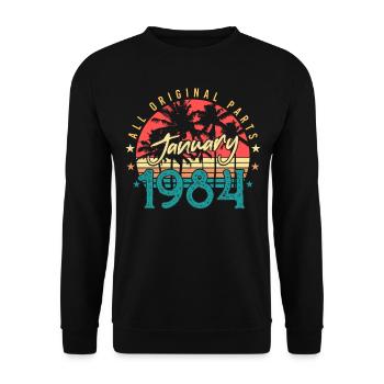 January 1984 Vintage gift idea - Unisex Sweatshirt - black - Front - Alina (178cm) & Michal (187cm)