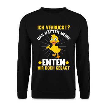 Ente Entenliebhaber Bauernhof Bauer Enten - Unisex Pullover - Schwarz - Vorne - Alina (178cm) & Michal (187cm)