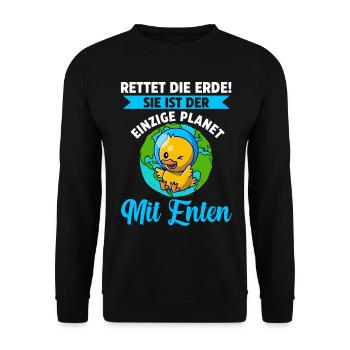 Umweltschutz Ente Tierschutz Enten - Unisex Pullover - Schwarz - Vorne - Alina (178cm) & Michal (187cm)