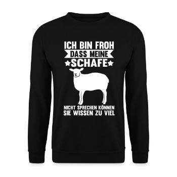 Schafe Flüsterer Schaf Bauer Landwirt Schäfer - Unisex Pullover - Schwarz - Vorne - Alina (178cm) & Michal (187cm)