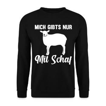 Mich gibt’s nur mit Schaf - Unisex Pullover - Schwarz - Vorne - Alina (178cm) & Michal (187cm)