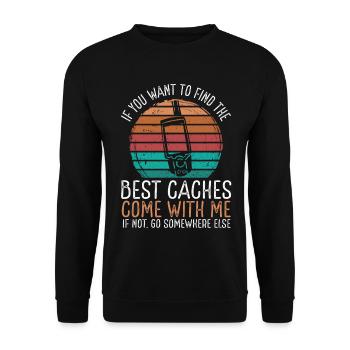 Geocaching GPS for Geocaching Vintage Geocacher - Unisex Pullover - Schwarz - Vorne - Alina (178cm) & Michal (187cm)
