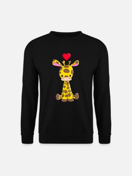 Cartoon giraffe with heart Cartoon giraffe - Unisex Sweatshirt - black
