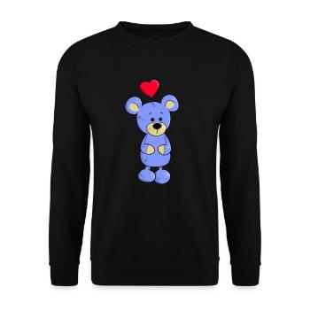 Cartoon Teddy Bear mit Herz Cartoon Bär - Unisex Pullover - Schwarz - Vorne - Alina (178cm) & Michal (187cm)