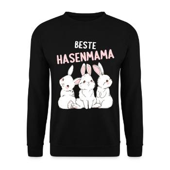 Hase Häschen Kaninchen beste Hasenmama - Unisex Pullover - Schwarz - Vorne - Alina (178cm) & Michal (187cm)