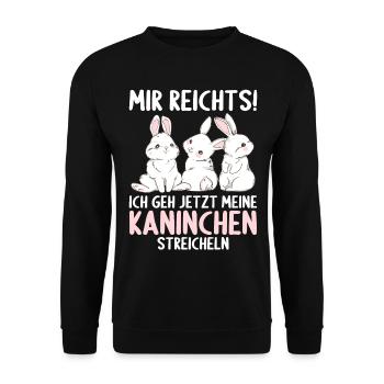 Hase Mir reichts ich geh Kaninchen streicheln - Unisex Pullover - Schwarz - Vorne - Alina (178cm) & Michal (187cm)