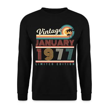 Janvier 1977 Palms Retro - Sweat-shirt Unisexe - noir - Devant - Alina (178cm) & Michal (187cm)