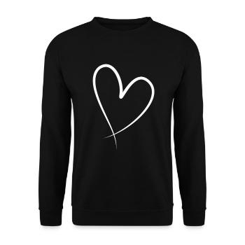 Weisses Herz Geschenkidee - Unisex Pullover - Schwarz - Vorne - Alina (178cm) & Michal (187cm)